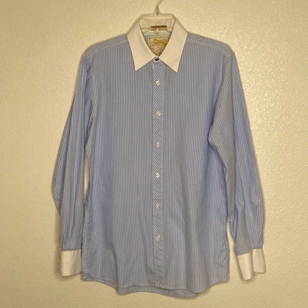 Sovereign Code Men’s Striped Light Blue Dress Shirt Size S